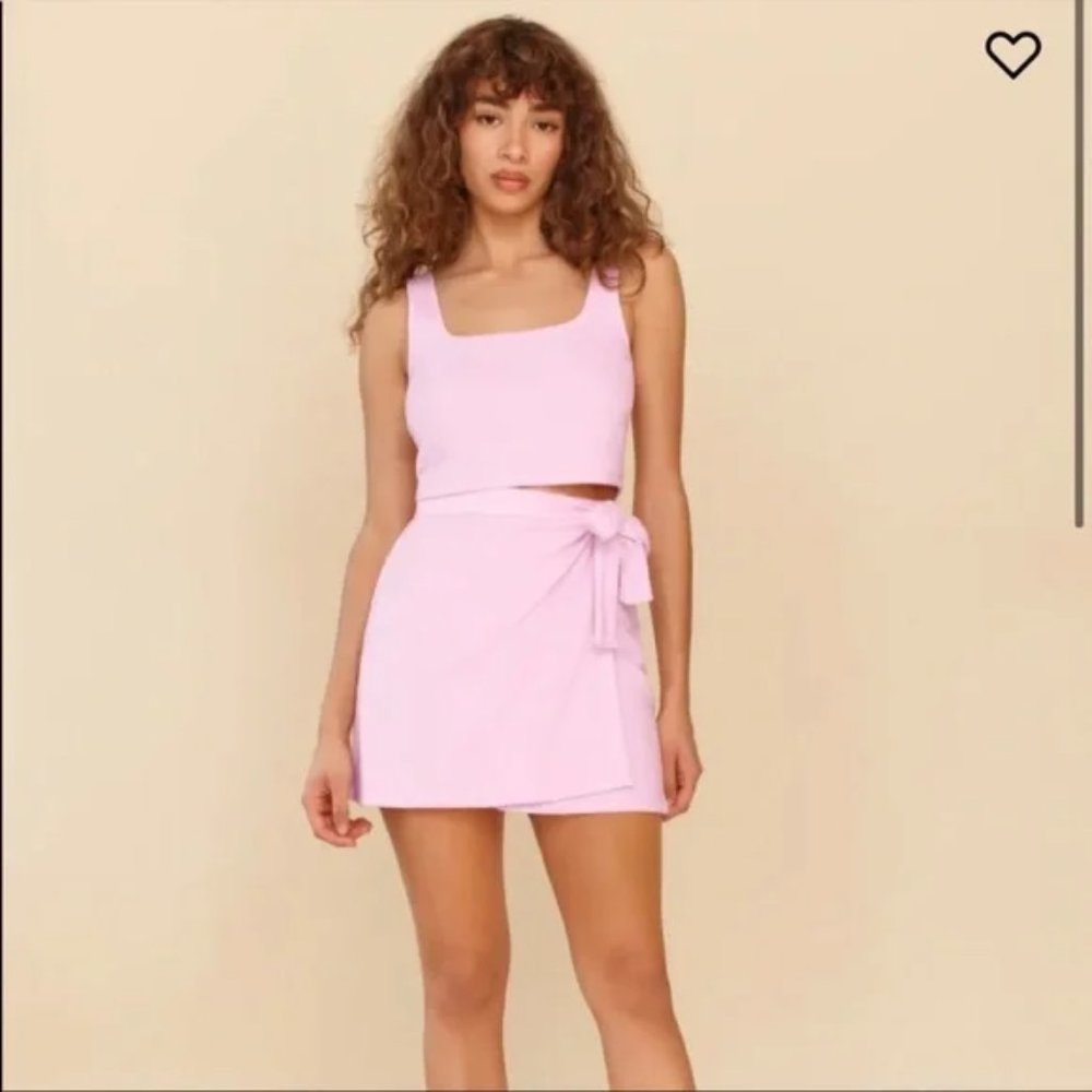 Reformation Light Pink Mini Skirt with Side Tie